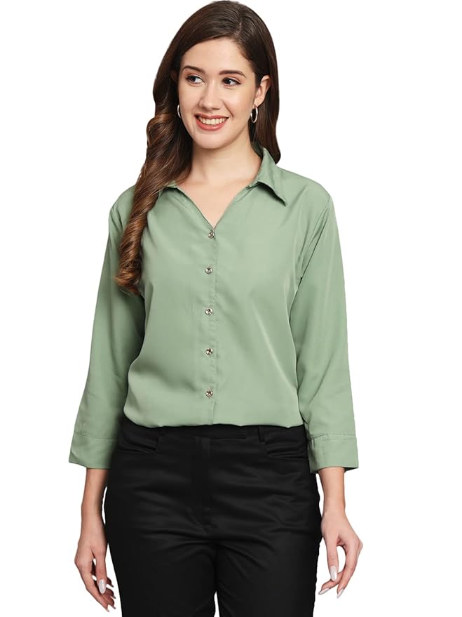 FUNDAY FASHION Women Regular Fit Solid V Collered Casual Shirt